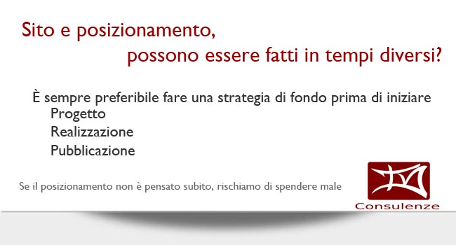 sito e posizionamento, possono essere fatti in tempi diversi?