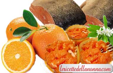 Tartara di salmone in coppetta di arancia