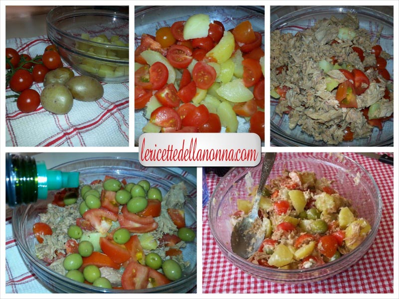 Insalata di patate, pomodori e tonno light